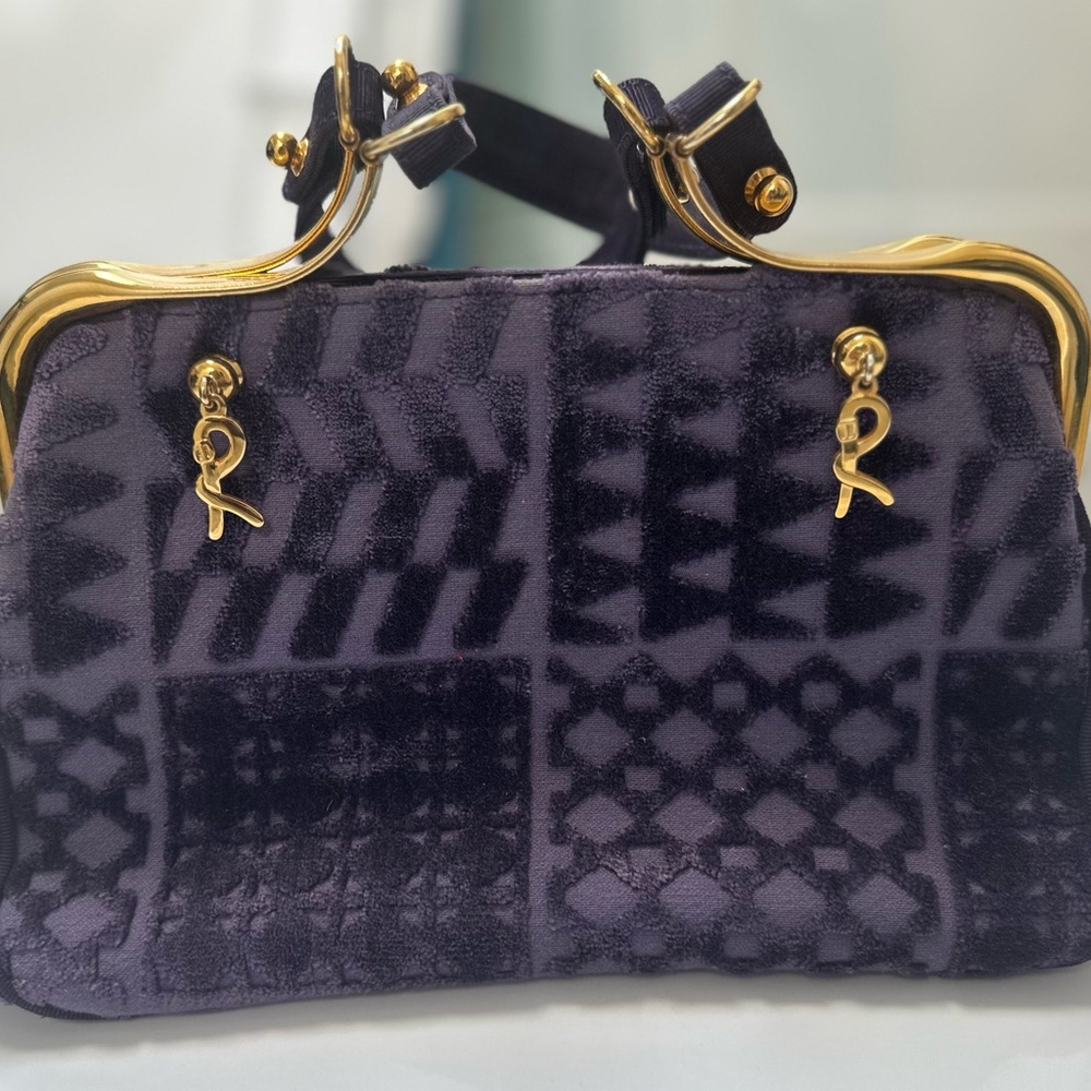 Authentic Roberta di Camerino Purple Velvet Handbag